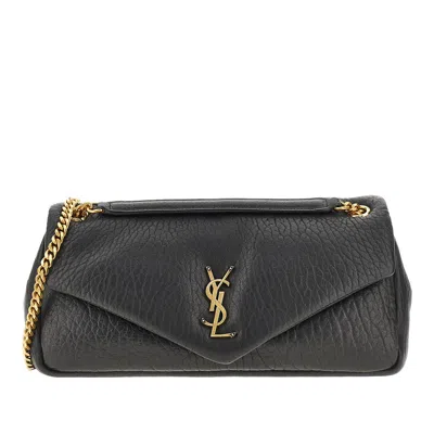 Saint Laurent Grained Leather Medium 'calypso' Bag In Black