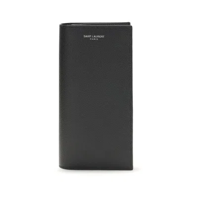 Saint Laurent Grained Leather Wallet In Black