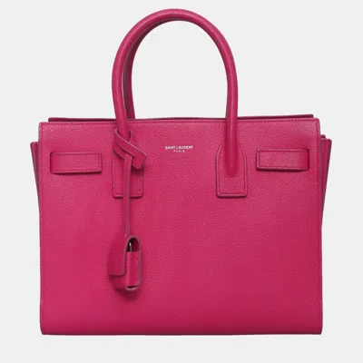 Pre-owned Saint Laurent Grained Nano Sac De Jour Satchel Bag In Pink