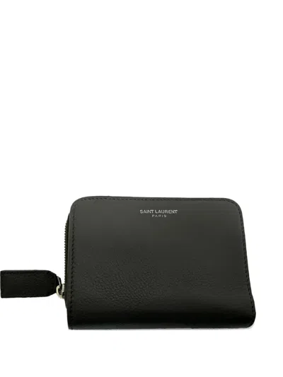 Pre-owned Saint Laurent Grained Rive Gauche Wallet In Black