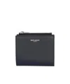 Saint Laurent Grainy Zipped Card Case In Black