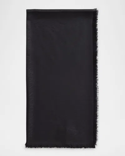 Saint Laurent Grand Carre Jacquard Silk-wool Scarf In Black