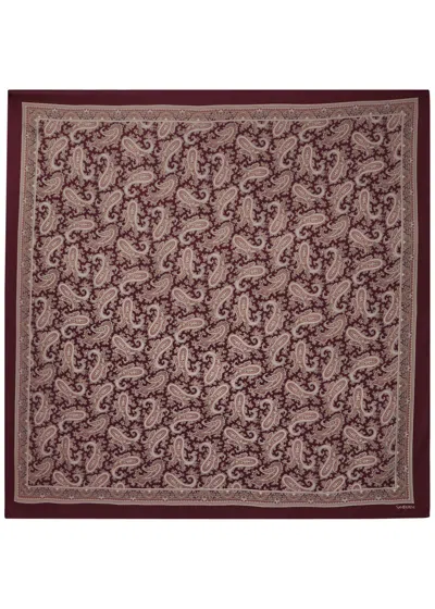Saint Laurent Grand Carre Paisley-print Silk Scarf In Burgundy