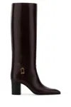 Saint Laurent Bota Julia Burdeos Hebilla Dorada In Multi