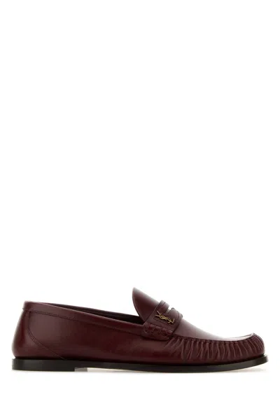 SAINT LAURENT GRAPE LEATHER LOAFERS