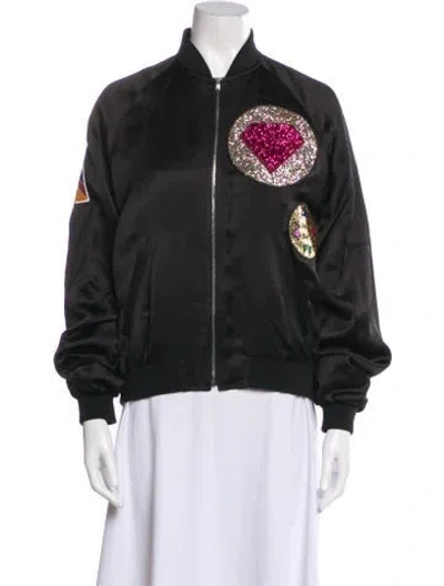 Pre-owned Saint Laurent Graphic Print Bomber Jacket In Black