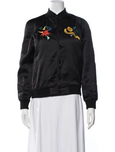 Pre-owned Saint Laurent Graphic Print Bomber Jacket In Blue