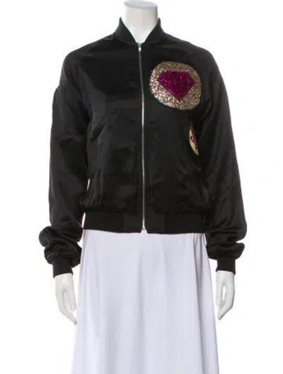 Pre-owned Saint Laurent Graphic Print Bomber Jacket In Green