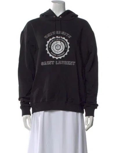 Pre-owned Saint Laurent Graphic Print Crew Neck Hoodie In Black