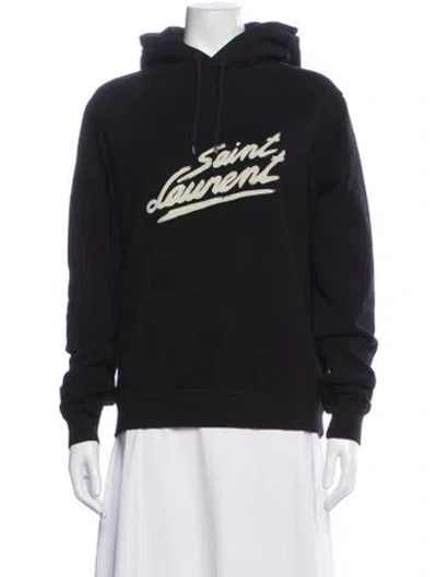 Pre-owned Saint Laurent Graphic Print Crew Neck Hoodie In Black