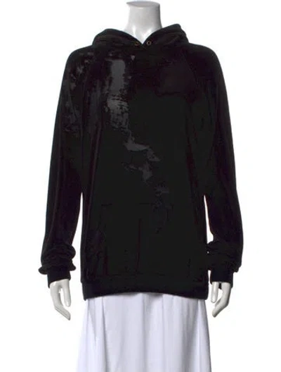 Pre-owned Saint Laurent Graphic Print Crew Neck Hoodie In Black