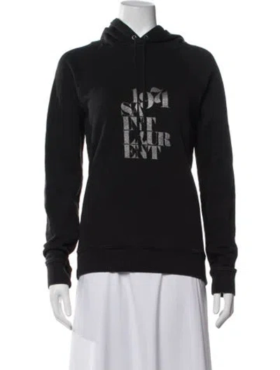 Pre-owned Saint Laurent Graphic Print Crew Neck Hoodie In Black