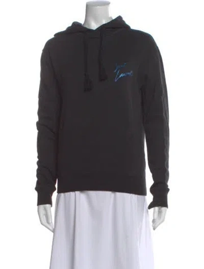 Pre-owned Saint Laurent Graphic Print Crew Neck Hoodie In Gray