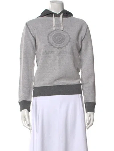 Pre-owned Saint Laurent Graphic Print Crew Neck Hoodie In Gray