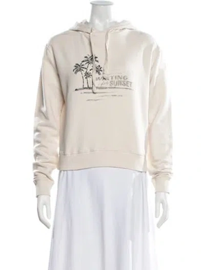 Pre-owned Saint Laurent Graphic Print Crew Neck Hoodie In Neutral
