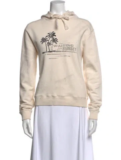 Pre-owned Saint Laurent Graphic Print Crew Neck Hoodie In Neutrals