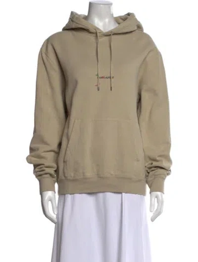 Pre-owned Saint Laurent Graphic Print Crew Neck Hoodie In Neutrals