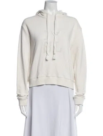 Pre-owned Saint Laurent Graphic Print Crew Neck Hoodie In White