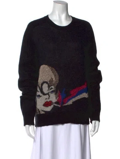 Pre-owned Saint Laurent Graphic Print Crew Neck Sweater In Black