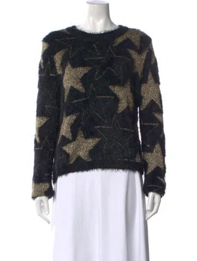 Pre-owned Saint Laurent Graphic Print Crew Neck Sweater In Black