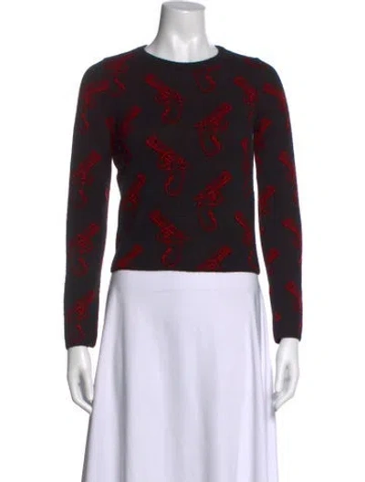 Pre-owned Saint Laurent Graphic Print Crew Neck Sweater In Black