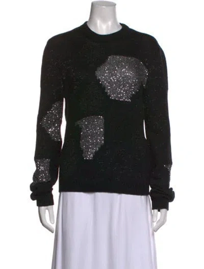 Pre-owned Saint Laurent Graphic Print Crew Neck Sweater In Black/metallic