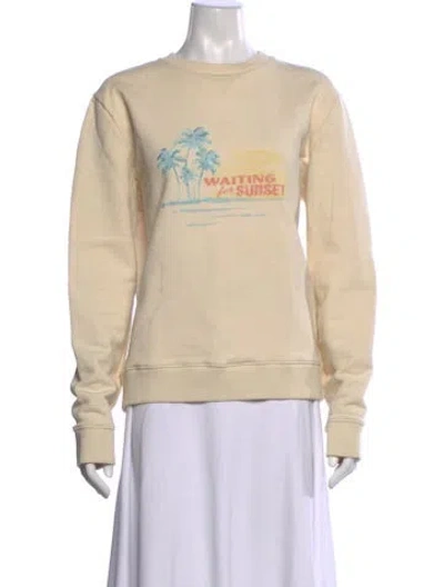 Pre-owned Saint Laurent Graphic Print Crew Neck Sweater In Neutral