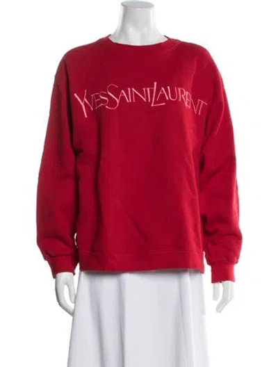Pre-owned Saint Laurent Graphic Print Crew Neck Sweater In Red