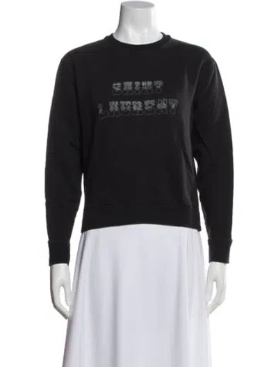 Pre-owned Saint Laurent Graphic Print Crew Neck Sweatshirt In Black