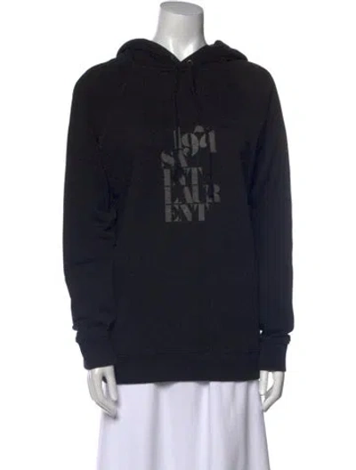 Pre-owned Saint Laurent Graphic Print Crew Neck Sweatshirt In Black