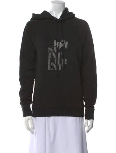 Pre-owned Saint Laurent Graphic Print Crew Neck Sweatshirt In Black