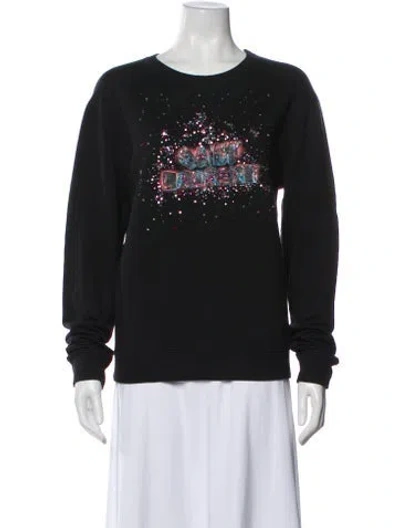 Pre-owned Saint Laurent Graphic Print Crew Neck Sweatshirt In Black