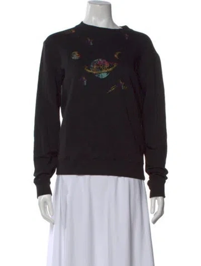 Pre-owned Saint Laurent Graphic Print Crew Neck Sweatshirt In Black