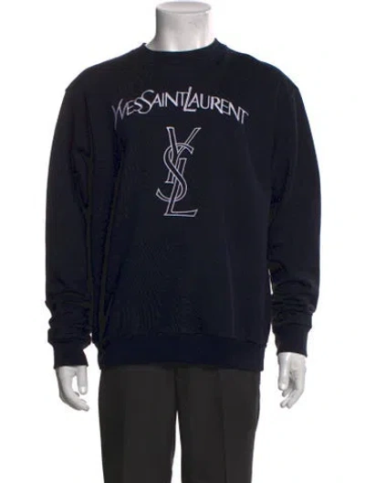 Pre-owned Saint Laurent Graphic Print Crew Neck Sweatshirt In Black