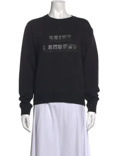 Pre-owned Saint Laurent Graphic Print Crew Neck Sweatshirt In Black