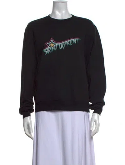 Pre-owned Saint Laurent Graphic Print Crew Neck Sweatshirt In Black