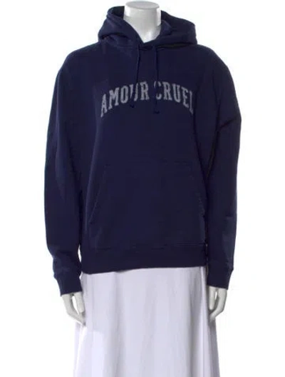 Pre-owned Saint Laurent Graphic Print Crew Neck Sweatshirt In Blue