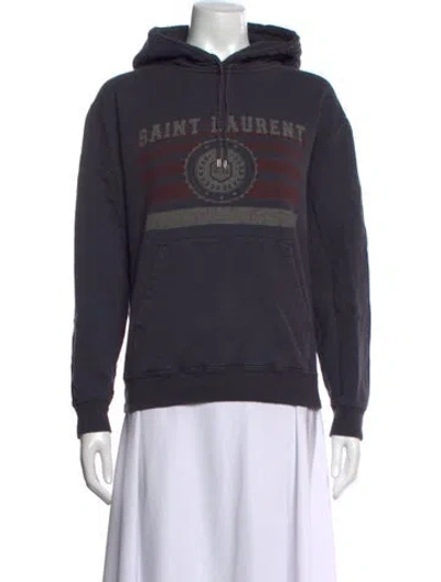 Pre-owned Saint Laurent Graphic Print Crew Neck Sweatshirt In Blue