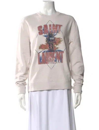 Pre-owned Saint Laurent Graphic Print Crew Neck Sweatshirt In Gray