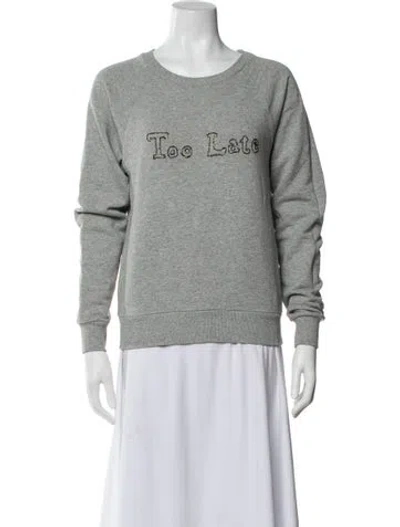 Pre-owned Saint Laurent Graphic Print Crew Neck Sweatshirt In Gray