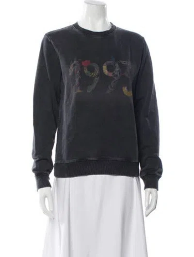 Pre-owned Saint Laurent Graphic Print Crew Neck Sweatshirt In Gray