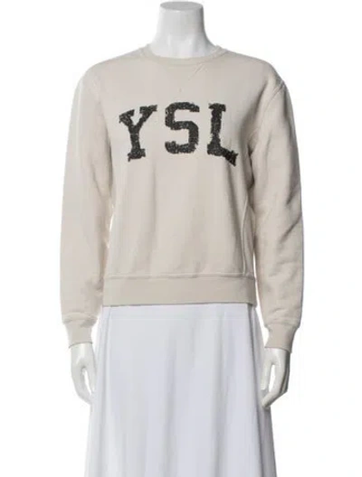 Pre-owned Saint Laurent Graphic Print Crew Neck Sweatshirt In Gray