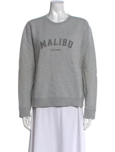 Pre-owned Saint Laurent Graphic Print Crew Neck Sweatshirt In Gray