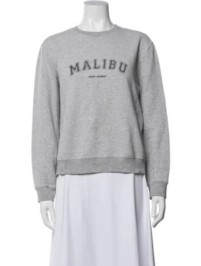 Pre-owned Saint Laurent Graphic Print Crew Neck Sweatshirt In Gray