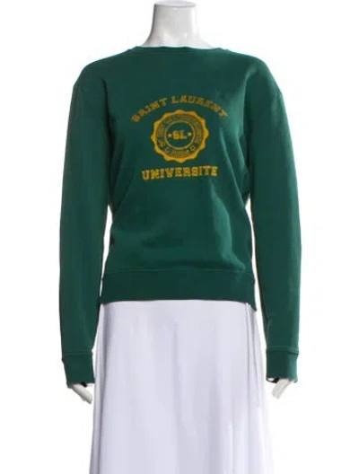 Pre-owned Saint Laurent Graphic Print Crew Neck Sweatshirt In Green