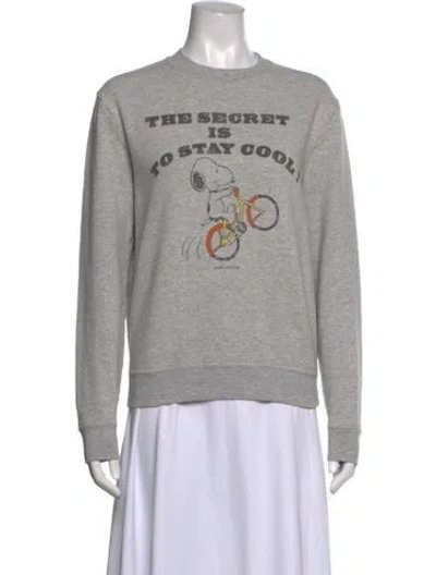 Pre-owned Saint Laurent Graphic Print Crew Neck Sweatshirt In Grey