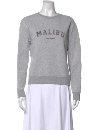 Pre-owned Saint Laurent Graphic Print Crew Neck Sweatshirt In Grey