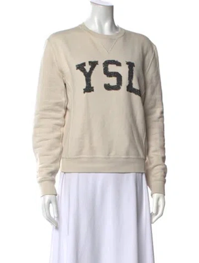 Pre-owned Saint Laurent Graphic Print Crew Neck Sweatshirt In Neutrals