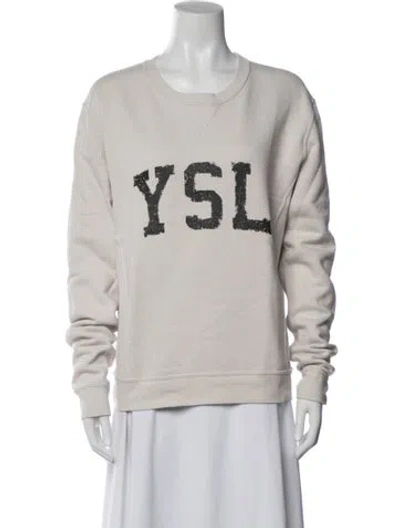 Pre-owned Saint Laurent Graphic Print Crew Neck Sweatshirt In Neutrals