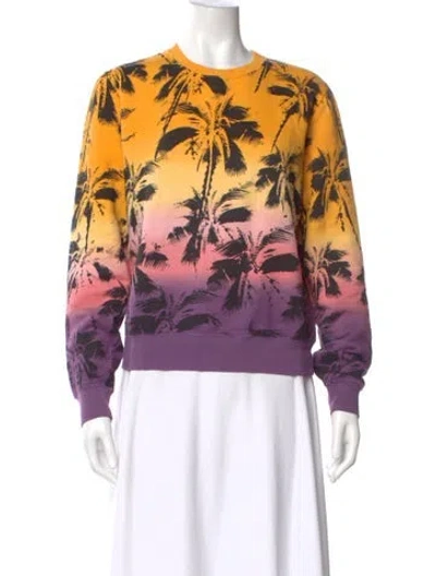Pre-owned Saint Laurent Graphic Print Crew Neck Sweatshirt In Purple